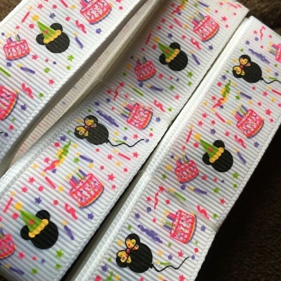 Grosgrain Ribbon 7/8” 5 yards 5/$20 Mickey Mouse birthday cake Mickey party - Picture 4 of 5